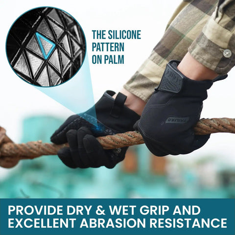 Level 5 Puncture Resistant Gardening Gloves With A7 Cut Protection, Touchscreen Friendly, Black, Medium gripping rope