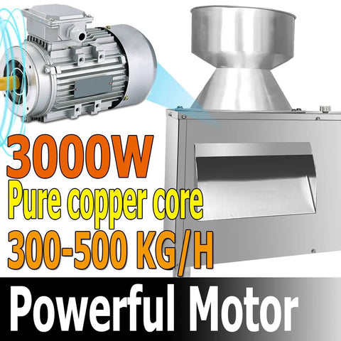 Industrial Pro Grade Heavy Duty Coconut Meat Grinder And Root Crop Pulverizer 500kg Per Hour motor and funnel detail
