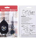 DIY Quartz Clock Movement Kit Replacement Mechanism With 0.9 Inch Pendulum Rod, instructions and blister pack visible