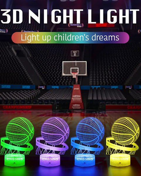 Basketball 3D Illusion Night Light With 16 Color Dimmable LEDs Remote Control And Smart Touch on basketball court