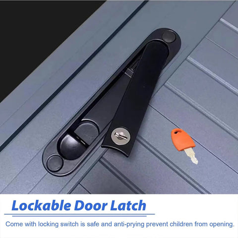 Slick Gray Access Panel For Drywall Walls Rock Solid Aluminum Honeycomb Build Waterproof Latch Seals Tight No Hassle Install, close-up of black latch.
