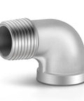 Five Pack 304 Stainless Steel 1 Inch NPT Male to 1 Inch NPT Female 90 Degree Pipe Elbow Fittings, for plumbing use.