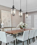 Modern Black Pendant Light Fixtures Set For Kitchen Island And Dining Room Dope Sleek Industrial Small Hanging Crystal Chandeliers 3 Pack