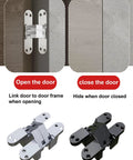 Hidden Cross Hinge 2 Pack Invisible Concealed Hinges For Cabinets And Cupboards 180 Degree Folding Doors Quiet Roller Track Zinc Alloy Rust