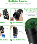 Steps to use the Portable 5 Gallon Electric Water Dispenser With USB Rechargeable Pump For 2 To 5 Gallon Jugs, focusing on one-button operation.
