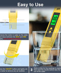 All Purpose PH Meter For Water With 0.01 PH Precision Digital Tester in a glass of water showing digital display