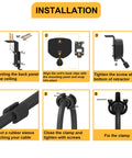Installation guide for Drop Dead Easy Ceiling Mount EV Charger Cable Retractor With Smooth Auto Glide 11.5 Ft Spool with steps.