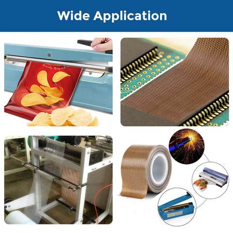 Collage of Built Tough Heavy Duty PTFE Fabric Tape 1 Inch By 30 Feet Heat Resistant Up To 500 Degrees for various sealing applications