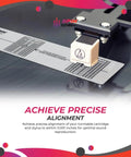 Image of Turntable Phono Cartridge Alignment Protractor Tool with high visibility markings for precise stylus alignment and accurate tracking.