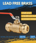 Three Quarter Inch Push To Connect Ball Valve Pack Of 5, brass, leak-proof, durable, corrosion-resistant, 200 PSI