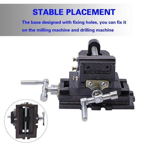 3 Inch Cross Slide Drill Press Vise For Mini Milling Machines And Bench Top Woodworking, compound table clamp with fixing holes