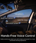 Driver using 4K 3 Channel Dash Cam With Front Rear And Interior Cameras, 4K 1080P 1080P, App And WiFi, 64GB Card Included, hands-free.