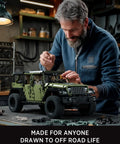 Adult assembling 4x4 Off Road Car Building Kit For Adults With Open Roof And Doors, Military Style Model Set