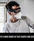 Person wearing Lightweight N95 Particulate Respirator With 3 Panel Design For All Day Comfort And Easy Breathing indoors