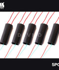 Five Pack DC 3V to 6V to 400kV Boost Step Up High Voltage Generator Module for DIY Projects shown with wiring details