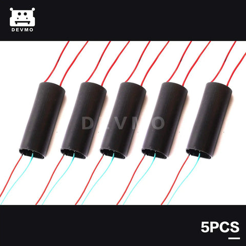 Five Pack DC 3V to 6V to 400kV Boost Step Up High Voltage Generator Module for DIY Projects shown with wiring details