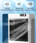 Portable Evaporative Swamp Cooler With Three Fan Speeds And 80 Liter Water Tank To Kick The Heat Fast Without Drilling Holes, showing fan speed options.