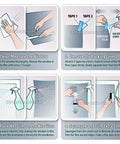 Illustration of applying Security Window Film Clear 8 Mil Roll For Home Windows with instructions for installation.