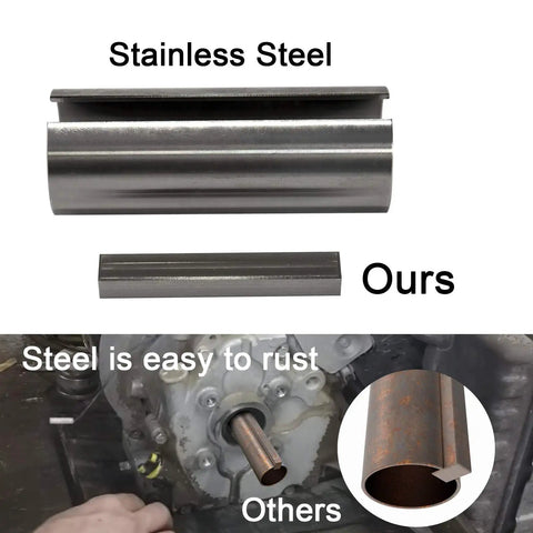 Heavy Duty Steel Crankshaft Sleeve Adapter Converts 1 Inch To 1 Eighth Shafts With Solid Quarter Keyway comparison image showing sizes.