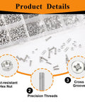 Hella Durable Top Shelf 304 Stainless Steel Metric Micro Screw And Hex Nut Assortment Tray With Flat And Spring Washers For Arduino Rc Electronics and Pro DIY Builds, showing hex nuts, precision threads, and assortment in a tray.