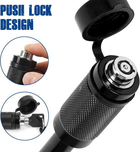 Close-up of Heavy Duty Trailer Hitch Lock Pin For 2 Inch Receiver Tubes Fits Class III And IV Hitch Receivers Anti Theft Locking Receiver Pin with push lock design.