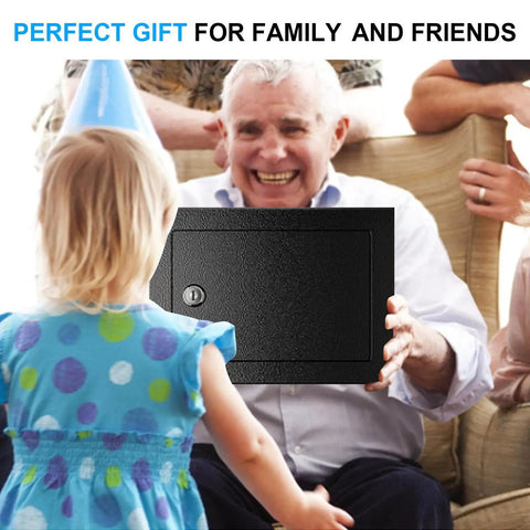 Child giving a Compact 1.8 Cubic Fireproof Safe For Home Use With Digital Keypad And Waterproof Design to a smiling older man.