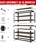 Beefy Heavy Duty Metal Shelves With 2400 Lb Capacity For Garage Pantry Basement And Closet Organization 60 Inch Tall Two Piece Set Multi Use Storage Racks For Home Workshop And Warehouse, assembly parts