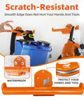 Backpack Leaf Blower Hanger With Tube Hook 2 Pack Wall Mounts For Backpack Sprayers And Chainsaws, scratch-resistant orange rubber coating.