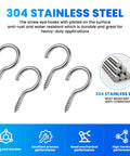 No Sweat Setup 304 Stainless Steel M2 Screw In Eye Bolts Built Tough for Hanging Plants Yoga Gear and Pendant Lights Indoors Or Outdoors, set of four.