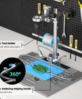 Ultra HD 2160P HDMI Digital Microscope With 10.1 Inch LCD Display, Three Lens Kit For Soldering, Coins, Plants, Stones And Biological Slides, Magnification Ranges 60-240X, 18-720X, 1560-2040X Up To 2000X, tool holder and soldering helping hands
