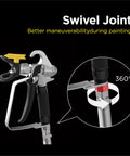 Swivel joint of Pro Grade Airless Paint Spray Gun Delivering Three Thousand Six Hundred Psi raw power for easy maneuverability.
