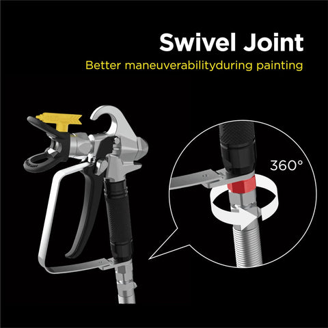 Swivel joint of Pro Grade Airless Paint Spray Gun Delivering Three Thousand Six Hundred Psi raw power for easy maneuverability.
