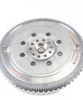 Premium Dual Mass Clutch Flywheel Replacement For 2009-2012 Porsche 911 3.6L H6 Engine, showing a polished steel DMF with bolt holes.