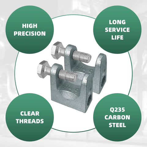 Heavy Duty Zinc Plated Steel Beam Clamp 1 Inch Jaw Opening Fits 1/2 Inch Threaded Rod 8 Pack close-up with bolts