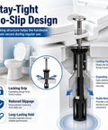 Top Shelf Heavy Duty Toilet Seat Bolt Kit Featuring Rust Resistant Stainless Steel Screws For Universal Bathroom Fixture Repair And A Rock Solid Mount That Keeps Things Tight And Secure, showcasing no-slip design and locking mechanism.