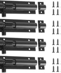 4 Pack Barrel Bolt Latch Black Slide Door Lock 3 Inch Security Lock Aluminum Alloy for Home Yard Garden Includes Screws
