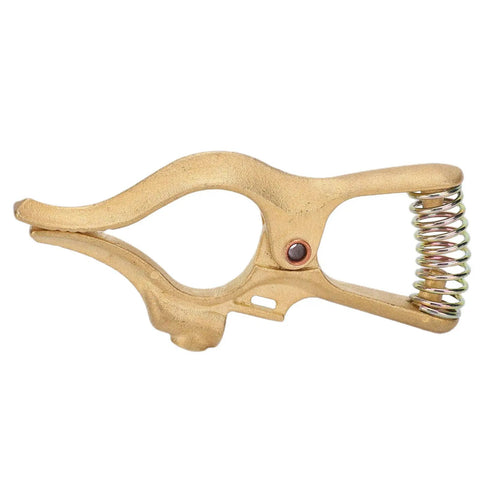 Beefy Heavy Duty Brass Ground Clamp for Earth Electrode Holder showcasing spring mechanism and premium conductivity