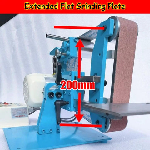 Heavy Duty Electric Belt Sander And Bench Sander With Sanding Belts For Serious Wood And Metal Jobs Kicks Ass With 1100W Grinding And Polishing Machine Using Brushless Motor For Sweet Smoothing with extended flat grinding plate.