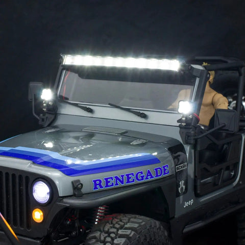 1/10 Scale RC Lights Kit Two LED Headlights For 1/8 And 1/10 RC Crawlers Including SCX10 III CJ7 Wraith Capra VS4-10 showing lights
