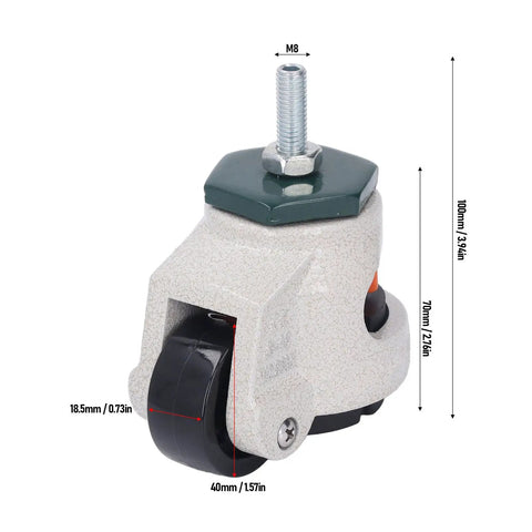 Heavy Duty Stem Caster With Swivel And Adjustable Leveling Plate, Tough As Nails 880 Pound Load Capacity For Furniture And Workshop Equipment, Legit Smooth Nylon Rollers That Glide Like Butter