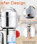 Electric Grain Mill Grinder 1800W High Speed Dry Grinding 800G Capacity 36000 RPM 304 Stainless Steel Body Safer Design Features