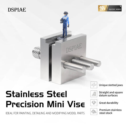 Mini Precision Vise For Hobby And Model Making, Stainless Steel Bench Clamp Hand Tool Built To Last, The Real Workhorse For Precise, Clean Detail Work In Your Shop. stainless steel mini vise with slotted jaws for model parts
