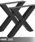 Beefy Pair of Heavy Duty Steel Table Legs, 28 Inch High by 31 Inch Wide X Frame 3.1 Inch Square Box Legs, Black Powder Coated Industrial Dining