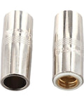 Premium 5-Pack 5/8 Inch Threaded Mig Gas Nozzles For Lincoln Welders 350 Amp Copper Torch Parts showing two metal nozzles.