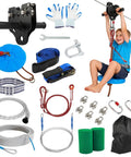 Backyard Zip Line Kit For Kids And Adults, 200 Feet, Supports Up To 400 Lbs, includes removable trolley and accessories