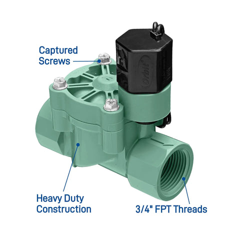 Automatic Sprinkler Valve Three Quarter Inch FPT L Series With 24 Vac Solenoid featuring captured screws and heavy-duty construction