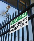 First Aid Kit Location Warning Sign 8x12 Metal Marker Plaque For Factory Construction Workshop Warehouse Garage Entry
