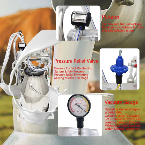 Oil Free Vacuum Milking Pump With 110V Electric Pro Grade Milker 25L Stainless Steel Bucket Portable Cow And Goat Milking Machine