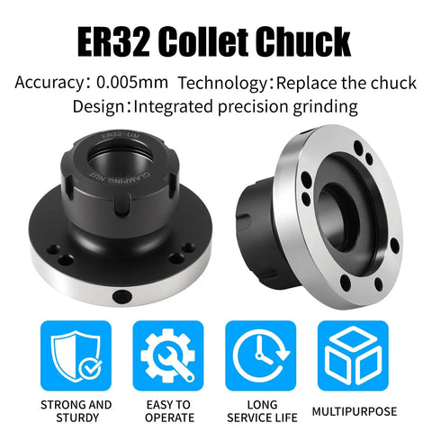 ER32 Collet Chuck 80mm Diameter 7 Hole Precision Lathe Tool For CNC Milling And Engraving Ultra Accurate 0.005mm