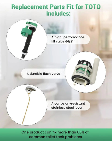 3 Inch Flush Valve Repair Kit For Most One Piece Toilets With Drain Valve And Gasket components displayed
